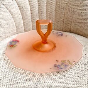 Vintage pink depression glass server tray